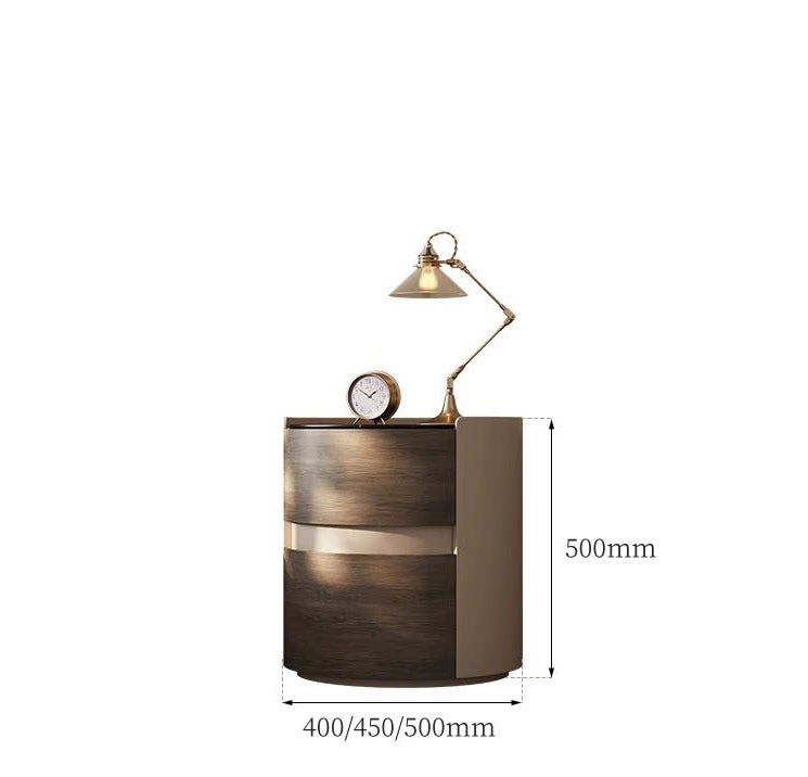NNB-009 Tủ đầu giường hình trụ mặt đá, bọc da ngoài