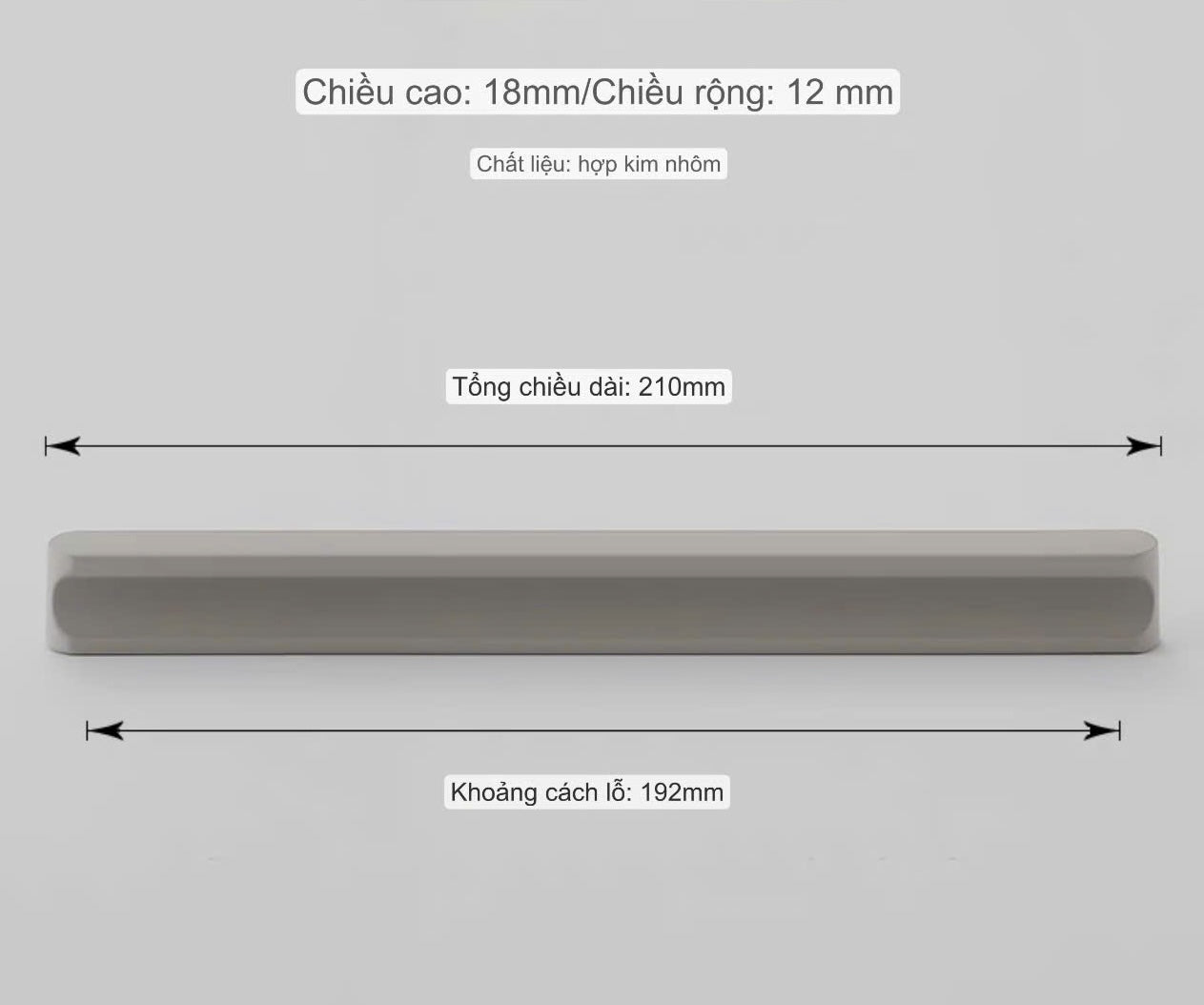 NNH-038 Tay nắm hợp kim nhôm, ốp sát cánh nhiều màu