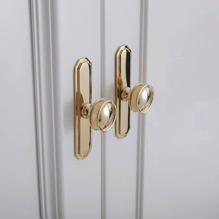 NNH-053 Tay nắm ốp sát cánh tủ bằngđồng-kết hợp nắm tròn