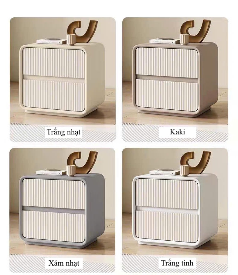 NNB-004 Tủ đầu giường bo góc, mặt hộc lam sọc