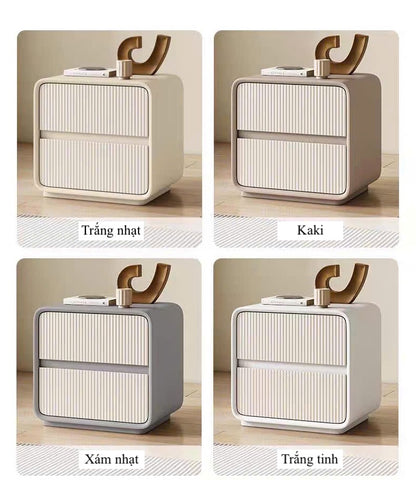 NNB-004 Tủ đầu giường bo góc, mặt hộc lam sọc