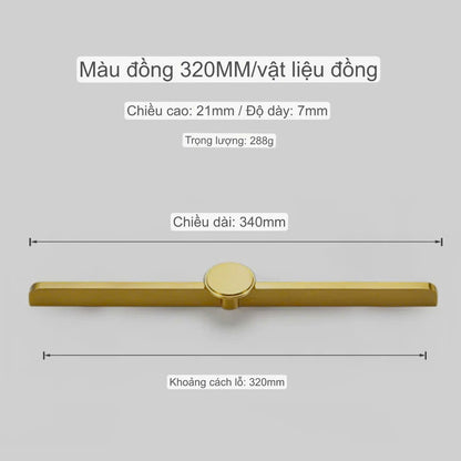 NNH-062 Tay nắm ốp sát cánh tủ phối núm tròn bằng đồng