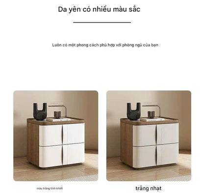 NNB-011 Tủ đầu giường khung gỗ thông, mặt bọc da