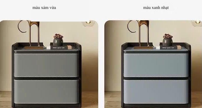 NNB-002 Tủ đầu giường vuông 2 hộc kéo bọc da