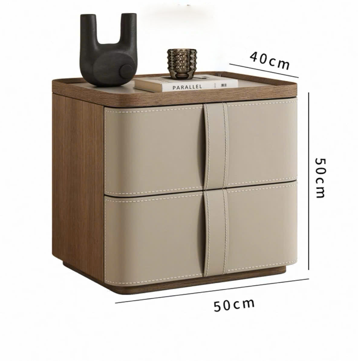 NNB-011 Tủ đầu giường khung gỗ thông, mặt bọc da