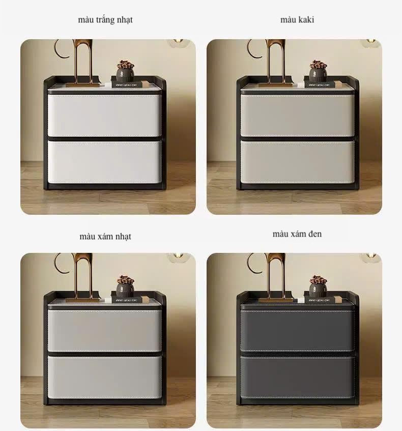NNB-002 Tủ đầu giường vuông 2 hộc kéo bọc da