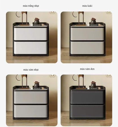 NNB-002 Tủ đầu giường vuông 2 hộc kéo bọc da