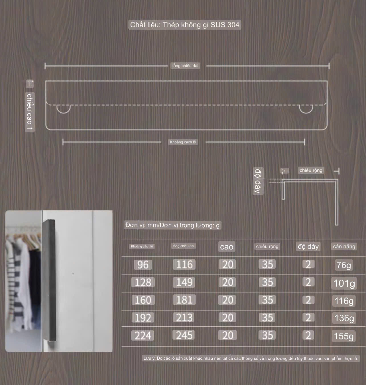 NNH-036 Tay nắm inox bọc cánh tủ