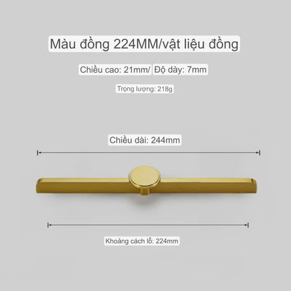 NNH-062 Tay nắm ốp sát cánh tủ phối núm tròn bằng đồng