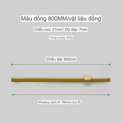 NNH-062 Tay nắm ốp sát cánh tủ phối núm tròn bằng đồng