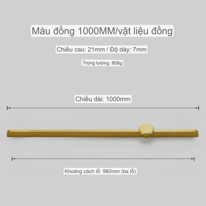 NNH-062 Tay nắm ốp sát cánh tủ phối núm tròn bằng đồng