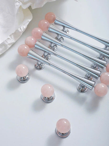 NNH-075 Tay nắm đồng kết hợp đá tròn 2 đầu điệu đà