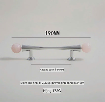NNH-075 Tay nắm đồng kết hợp đá tròn 2 đầu điệu đà