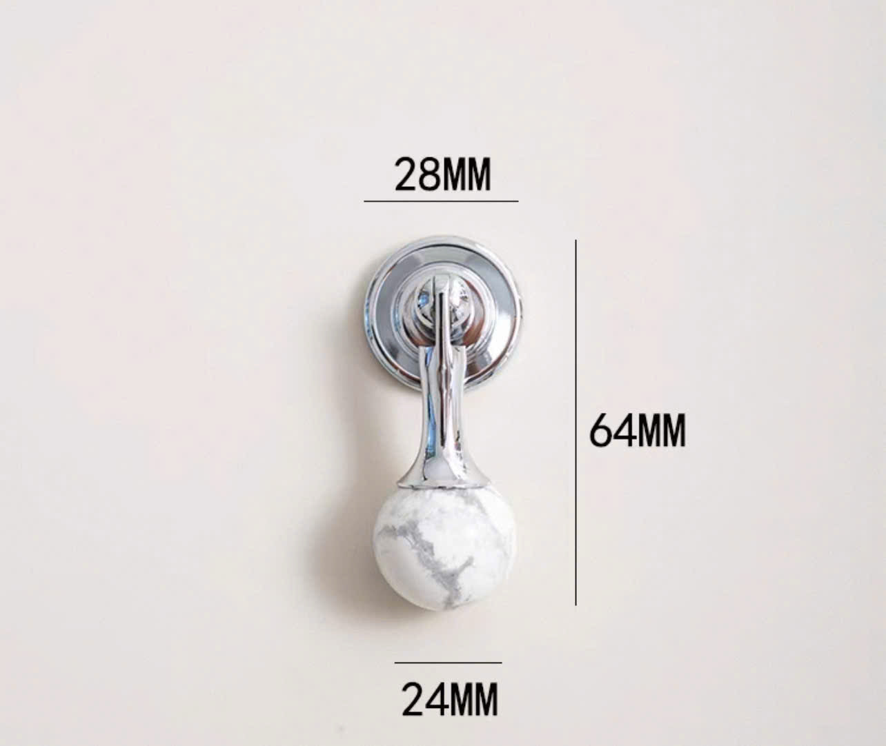 NNH-075 Tay nắm đồng kết hợp đá tròn 2 đầu điệu đà