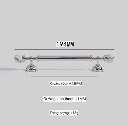 NNH-076 Tay nắm đồng kết hợp đá pha lê thiên nhiên