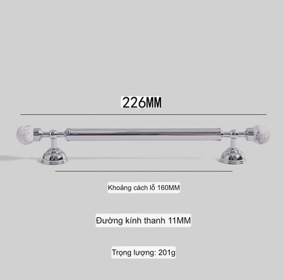 NNH-076 Tay nắm đồng kết hợp đá pha lê thiên nhiên