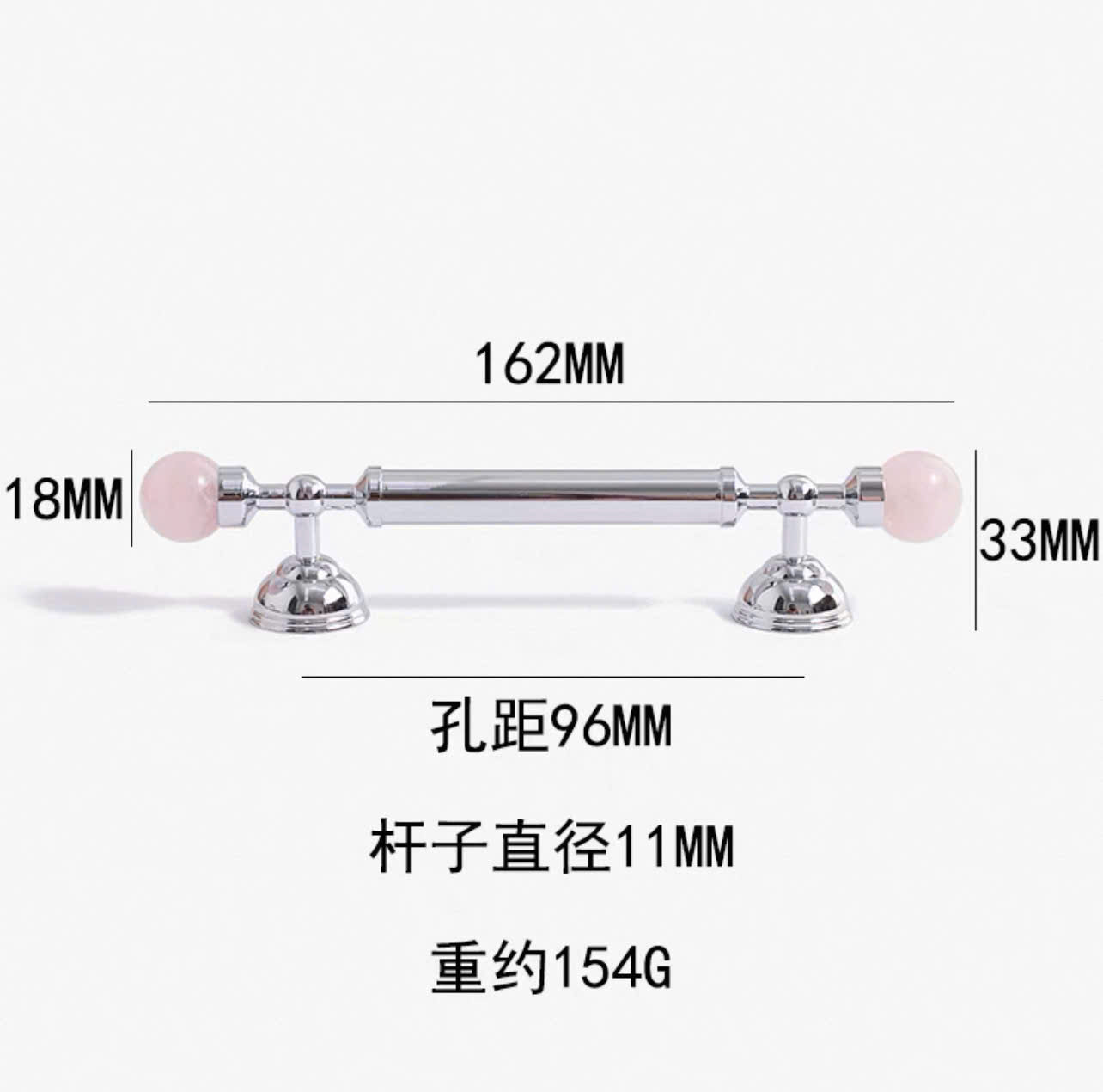 NNH-076 Tay nắm đồng kết hợp đá pha lê thiên nhiên