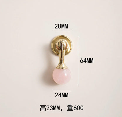 NNH-075 Tay nắm đồng kết hợp đá tròn 2 đầu điệu đà